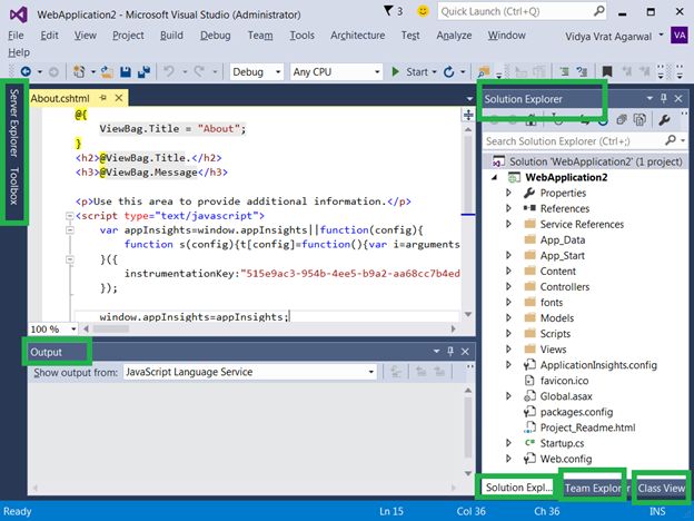 Default layout after Reset of the layout 